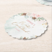 赤面ピンクの冬のオネダーランドの女の子の誕生日 ペーパーコースター (アングル)