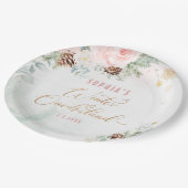 赤面ピンクの冬のオネダーランドの女の子の誕生日 ペーパープレート (アングル)