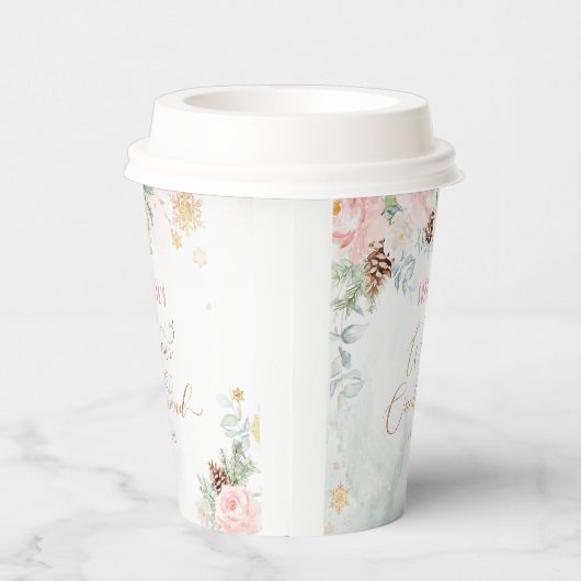 赤面ピンクの冬のオネダーランドの女の子の誕生日 紙コップ (右)