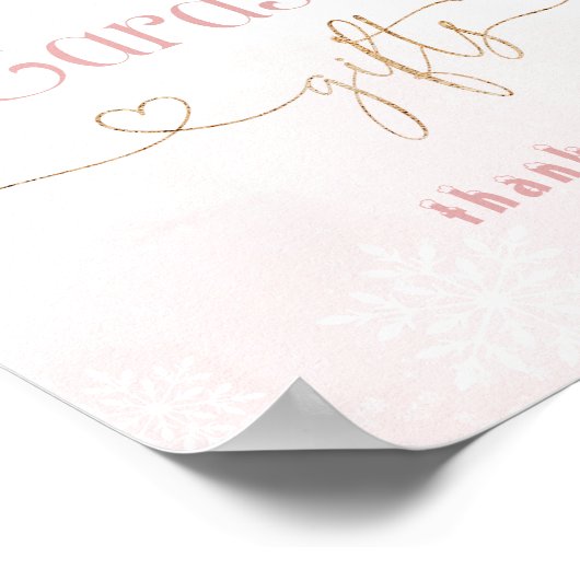 赤面ピンクの冬の鹿の誕生日カードとギフト ポスター (角)