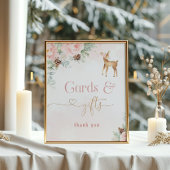 赤面ピンクの冬の鹿の誕生日カードとギフト ポスター