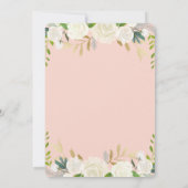 赤面ピンクの十字架と花の最初の聖餐式 招待状 (裏面)