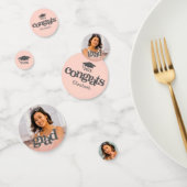 赤面ピンクの卒業式3フォトはっきりしたシックタイポグラフィ コンフェッティ (グループ)