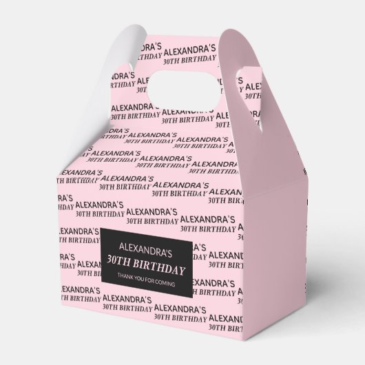 赤面ピンクの名前と年齢の誕生日お気に入りボックス フェイバーボックス (正面サイド)