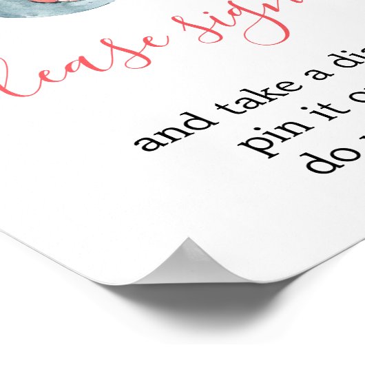 赤面ピンクの女の子の象のサインおむつサイン ポスター (角)