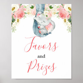 赤面ピンクの女の子ゾウは景品のサインを買う ポスター