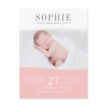 赤面ピンクの完璧な写真の誕生のお知らせ