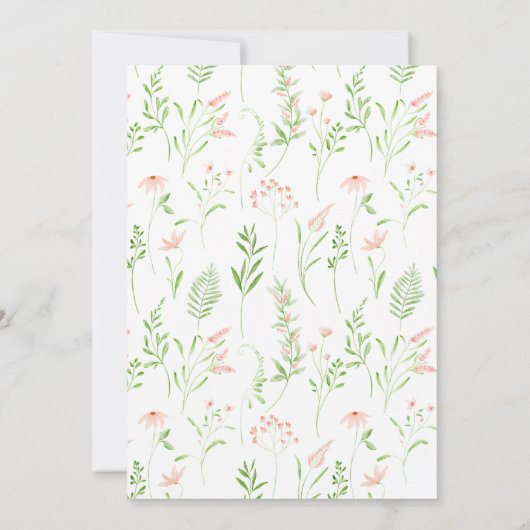 赤面ピンクの小さな野生の花bohoベビーガールシャワー 招待状 (裏面)