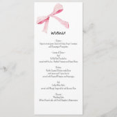 赤面ピンクの弓と花メニューカード名前をカスタムする メニュー (正面)