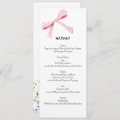 赤面ピンクの弓と花メニューカード名前をカスタムする メニュー (正面/裏面)