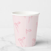 赤面ピンクの弓パターンのミニマルな女の子の赤ちゃんシャワー 紙コップ (右)
