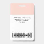赤面ピンクの従業員名ビジネスロゴスタッフラベル バッジ (裏面)