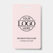 赤面ピンクの従業員IDカスタムとビジネスロゴ バッジ (裏面)