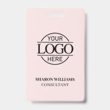 赤面ピンクの従業員IDカスタムとビジネスロゴ