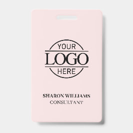 赤面ピンクの従業員IDカスタムとビジネスロゴ バッジ