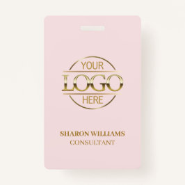 赤面ピンクの従業員IDカスタムとビジネスロゴ バッジ