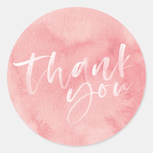 赤面ピンクの手で文字を付け感謝していたあなたのシール ラウンドシール (正面)