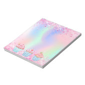 赤面ピンクの振りかけるベーキングカップケーキ ノートパッド (回転)