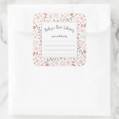 赤面ピンクの植物性の女の子の赤ちゃんシャワーブック スクエアシール (バッグ)