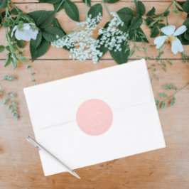 赤面ピンクの様式化された結婚式の日付を保存 ラウンドシール