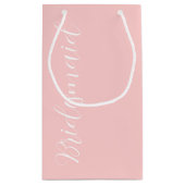 赤面ピンクの様式化結婚された脚本の花嫁 スモールペーパーバッグ (裏面)