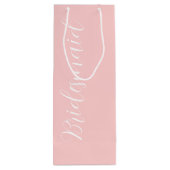 赤面ピンクの様式化結婚された脚本の花嫁 ワインギフトバッグ (裏面)