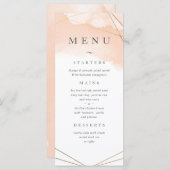 赤面ピンクの水の色と金ゴールド幾何学模様 メニュー (正面/裏面)