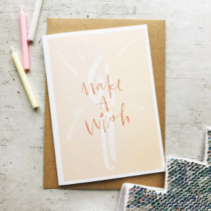 赤面ピンクの水の色のキャンドルの願いの誕生日を作る カード