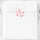 赤面ピンクの水の色のバラハッピーバレンタイン ラウンドシール (バッグ)