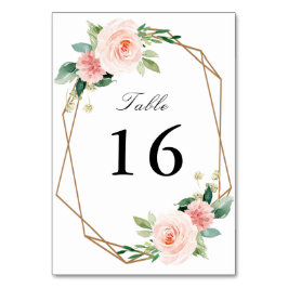 赤面ピンクの水の色の幾何結婚性 テーブルナンバー