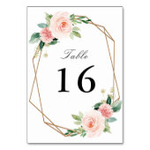 赤面ピンクの水の色の幾何結婚性 テーブルナンバー (正面)