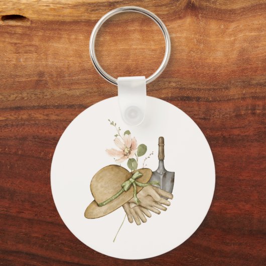 赤面ピンクの水の色の開花が植えられている場所 キーホルダー (裏面)