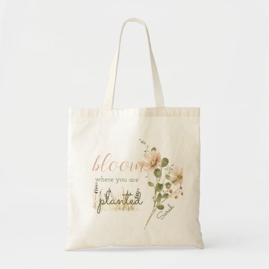 赤面ピンクの水の色の開花が植えられている場所 トートバッグ (正面)