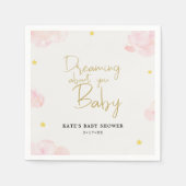 赤面ピンクの水の色の雲ガールベビーシャワー スタンダードカクテルナプキン (正面)