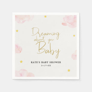 赤面ピンクの水の色の雲ガールベビーシャワー スタンダードカクテルナプキン