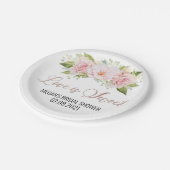 赤面ピンクの水彩の花の愛は甘い ペーパープレート (アングル)