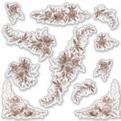 赤面ピンクの水彩バラ シール (正面)