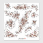 赤面ピンクの水彩バラ シール (シート)