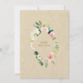 赤面ピンクの水彩フローラバーチャルベビーシャワー 招待状 (裏面)