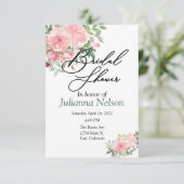 赤面ピンクの水彩フローラ招待 招待状 (スタンド正面)