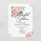 赤面ピンクの水彩フローラ招待 招待状 (正面/裏面)