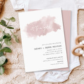 赤面ピンクの水彩女の子の赤ちゃんシャワー 招待状