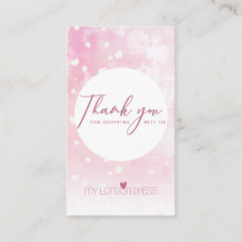 赤面ピンクの水彩星の丸ありがとう 名刺