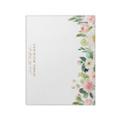 赤面ピンクの水彩植物園の机から ノートパッド (回転)