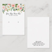 赤面ピンクの水彩花イヤリングディスプレイ 名刺 (正面/裏面)