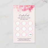 赤面ピンクの水彩花メイクアップアーティスト ロイヤリティカード (裏面)