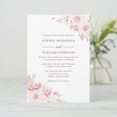 赤面ピンクの水彩花四季結婚の 招待状 (スタンド正面)