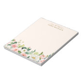 赤面ピンクの水淡い色の色フローラの机から ノートパッド (回転)