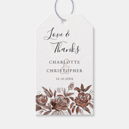 赤面ピンクの水結婚色の花感謝していのあなた ギフトタグ (正面)