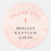 赤面ピンクの水色のバプテスマ感謝していス ラウンドシール (正面)